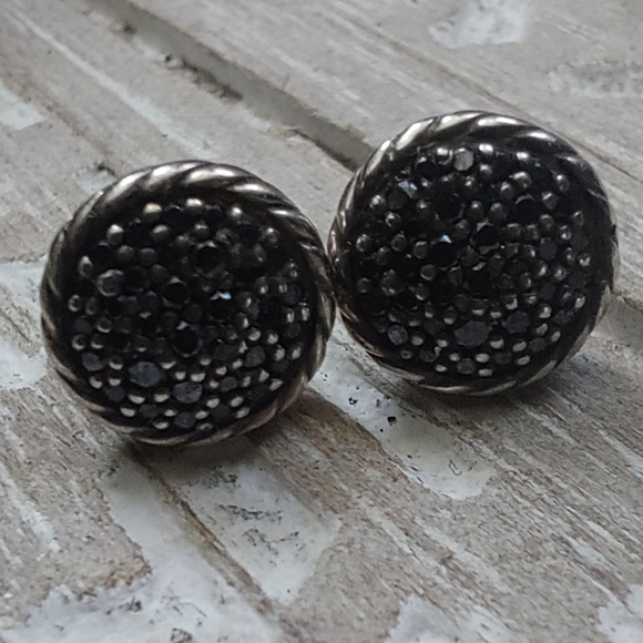 David Yurman black diamond earrings 8mm - Picture 4 of 6